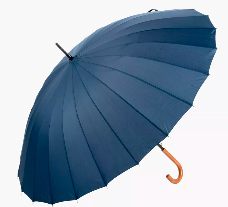 Большой мужской зонт EuroClim трость, 2824 24 спицы синий