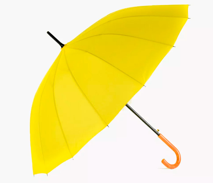 Женский зонт-полуавтомат трость 2816, 16 спиц, жёлтый
