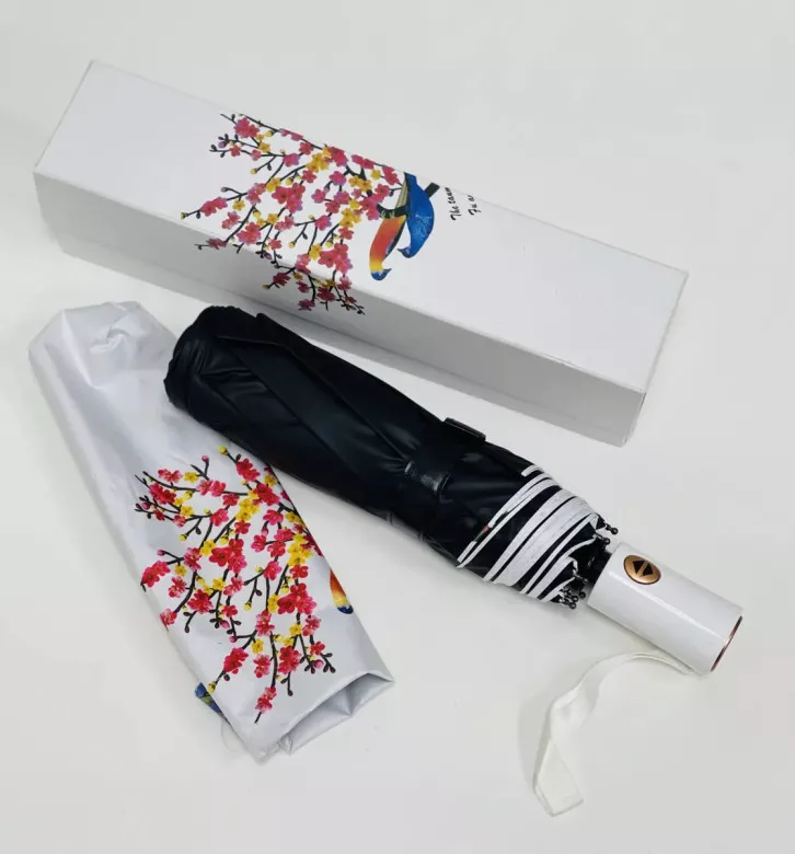 Зонт женский Arman Umbrella 555, полный автомат, чёрно-белый, двухсторонний