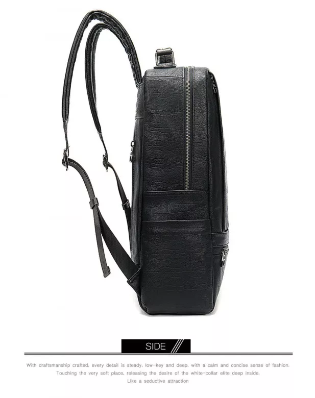 Большой мужской рюкзак из натуральной кожи 8723 чёрный