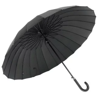 Зонт-трость Kangaroo 600, 24 спицы, чёрный, ручка кожаный крюк