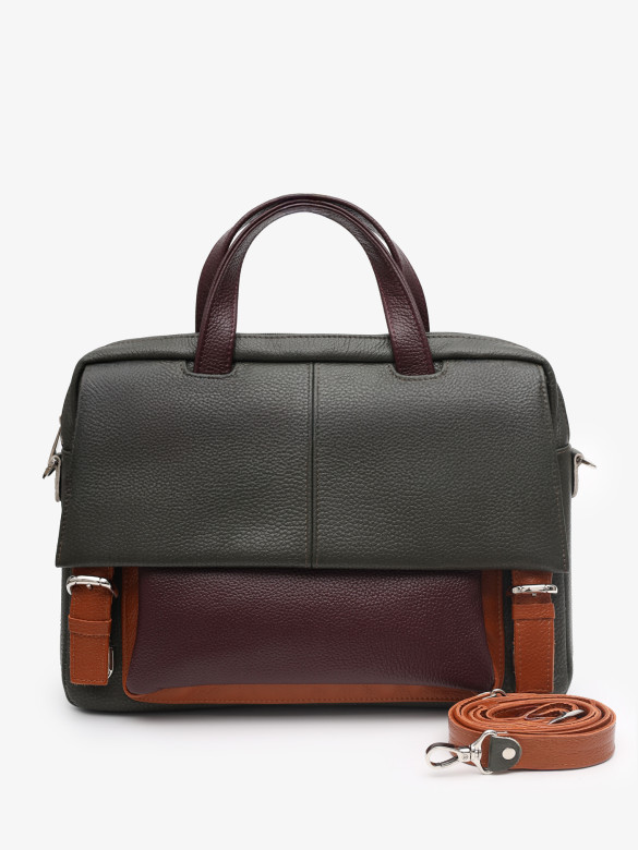 Портфель Protege, Ц-206.1 хаки/бордовый/охра