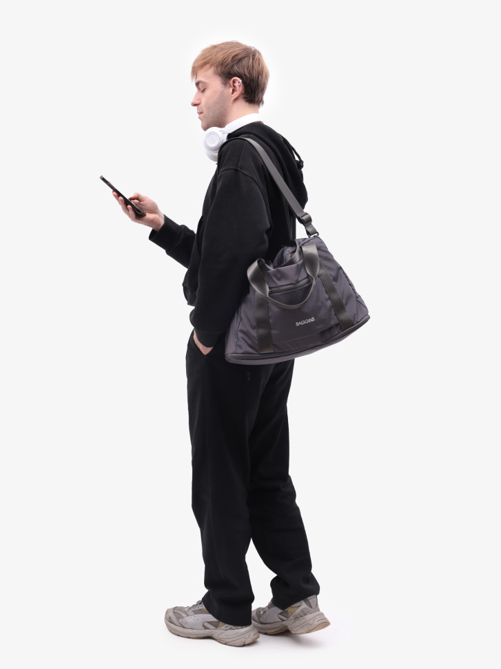 Сумка дорожно-спортивная Baggins 9230 серая Сумка дорожно-спортивная Baggins 9230 серая