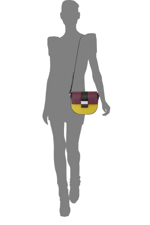 Сумка женская Protege, Ц-471 ярко-жёлтая/бордовая/чёрная флотер