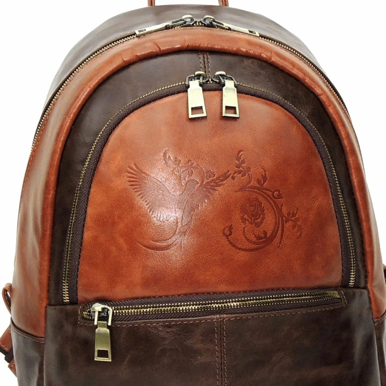 Рюкзак женский Natalia Kalinovskaya Р-43.602-1 «Леона» коричневый/рыжий гладкий