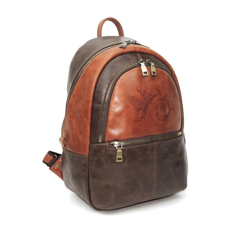 Рюкзак женский Natalia Kalinovskaya Р-43.602-1 «Леона» коричневый/рыжий гладкий