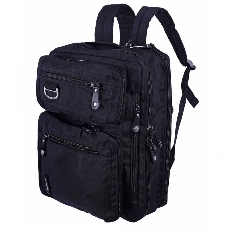 Сумка-рюкзак трансформер из текстиля Numanni 356 чёрная Сумка-рюкзак трансформер из текстиля Numanni 356 чёрная