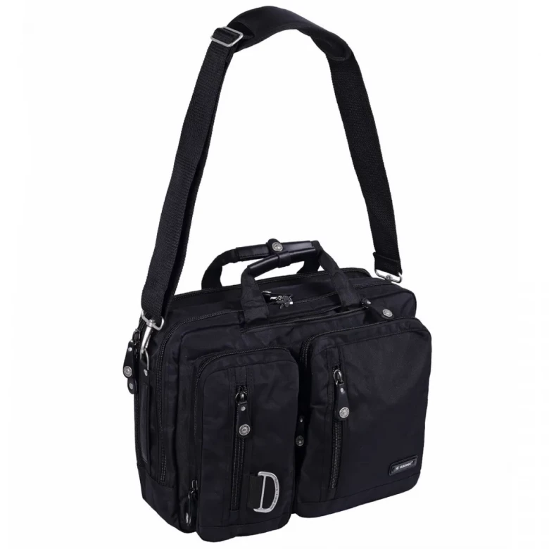 Сумка-рюкзак трансформер из текстиля Numanni 356 чёрная Сумка-рюкзак трансформер из текстиля Numanni 356 чёрная