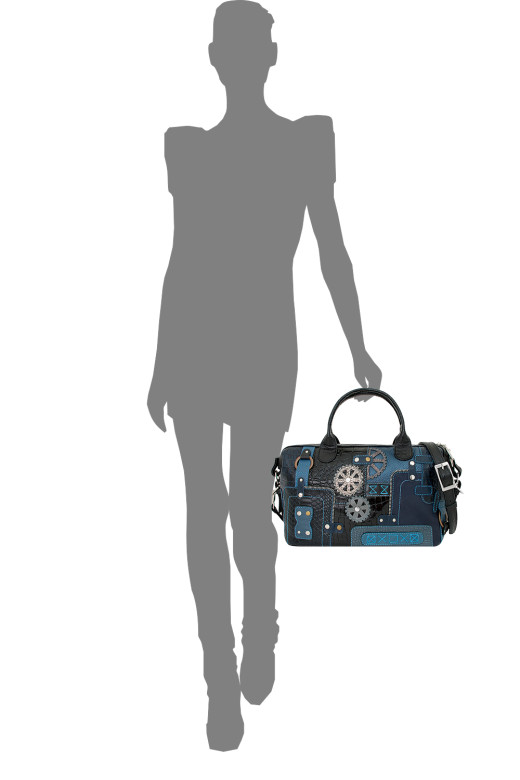 Сумка-саквояж Protege, ДС-195-156 Техно чёрная/бордо рептилия