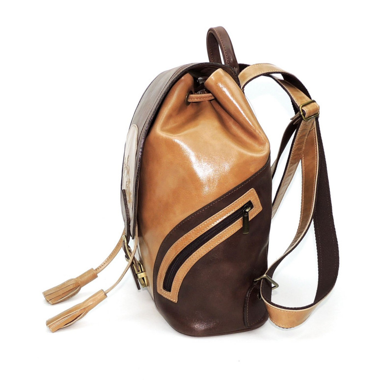 Рюкзак женский Natalia Kalinovskaya, "Ксантия" бежевый/коричневый Рюкзак женский Natalia Kalinovskaya, "Ксантия" бежевый/коричневый