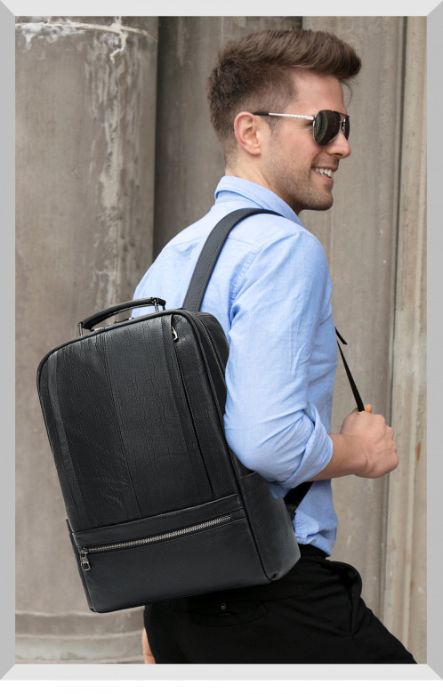 Большой мужской рюкзак из натуральной кожи 8723 чёрный Большой мужской рюкзак из натуральной кожи 8723 чёрный