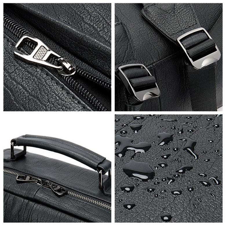 Большой мужской рюкзак из натуральной кожи 8723 чёрный Большой мужской рюкзак из натуральной кожи 8723 чёрный