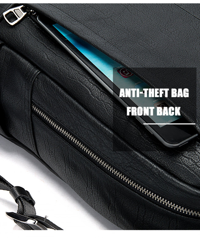 Большой мужской рюкзак из натуральной кожи 8723 чёрный Большой мужской рюкзак из натуральной кожи 8723 чёрный