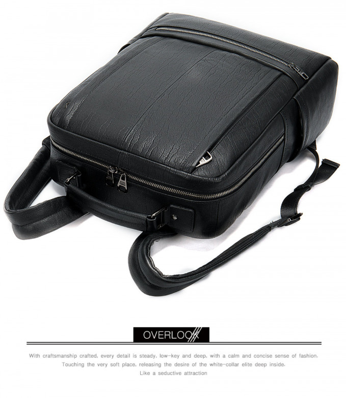 Большой мужской рюкзак из натуральной кожи 8723 чёрный Большой мужской рюкзак из натуральной кожи 8723 чёрный