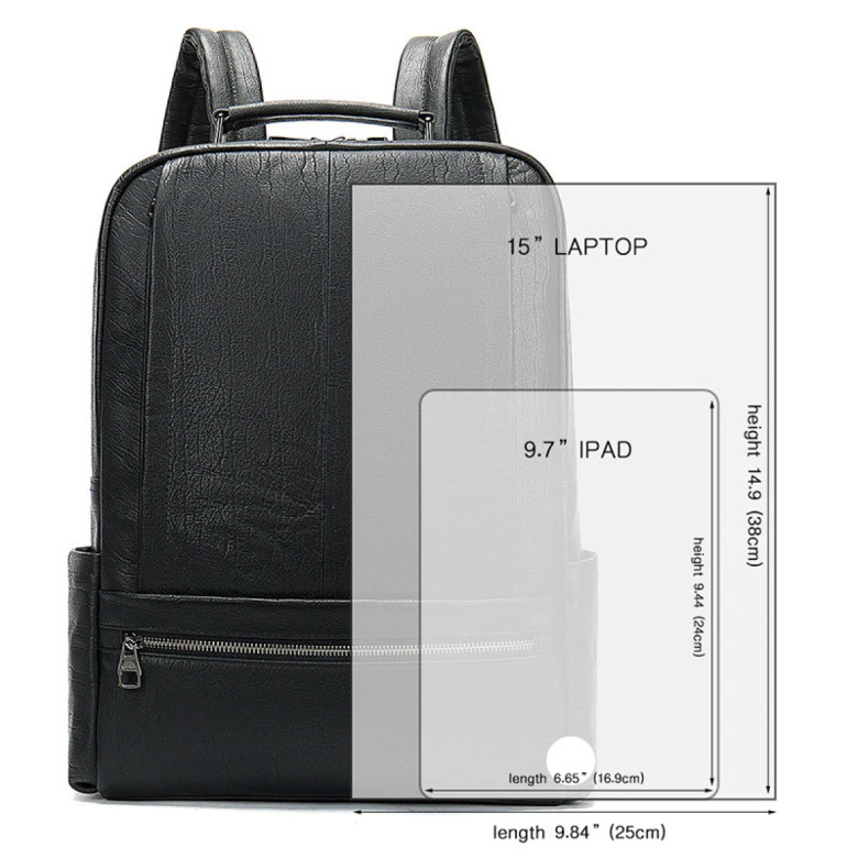 Большой мужской рюкзак из натуральной кожи 8723 чёрный Большой мужской рюкзак из натуральной кожи 8723 чёрный