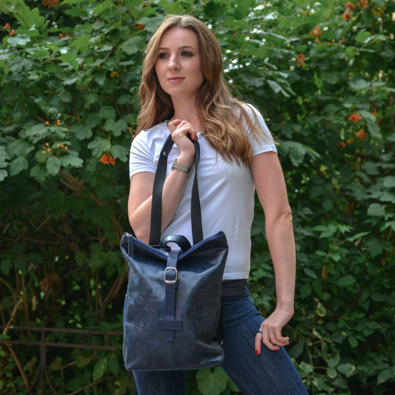 Сумка-рюкзак Natalia Kalinovskaya, "Карла" синяя