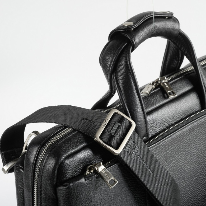Мужской портфель из натуральной кожи Hight Touch 1439A чёрный