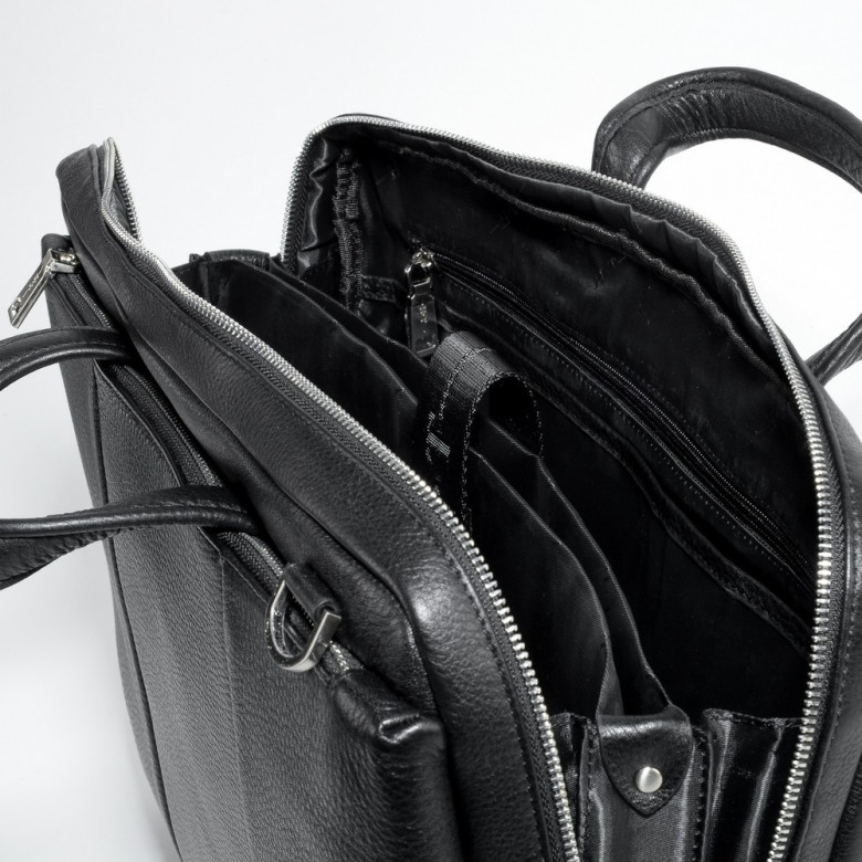 Мужской портфель из натуральной кожи Hight Touch 1439A чёрный