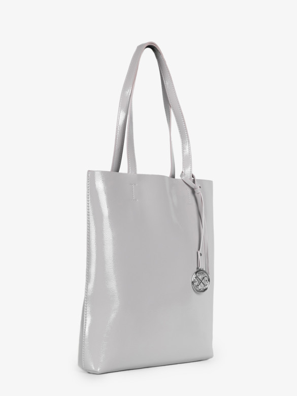 Сумка женская Baggins KDL-1300 лак светло-серая