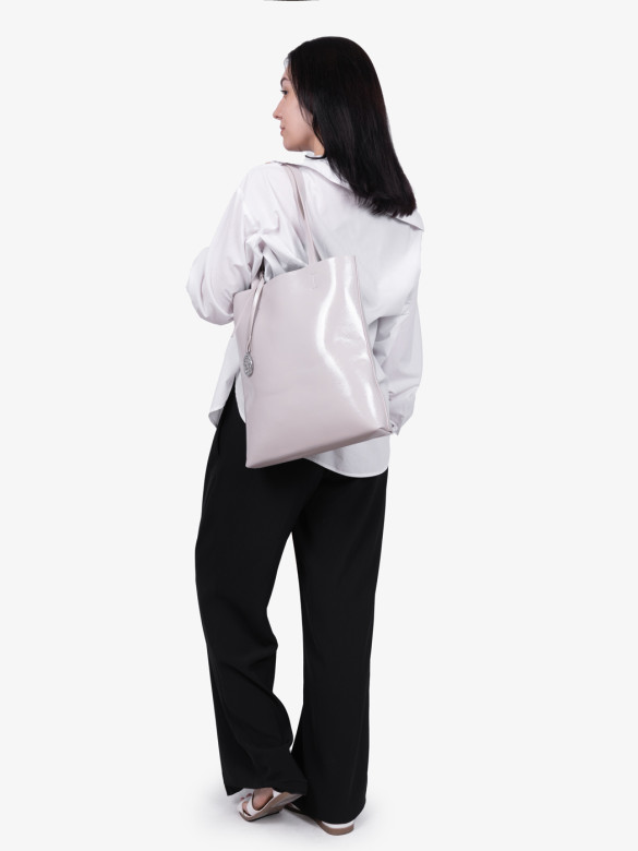 Сумка женская Baggins KDL-1300 лак светло-серая