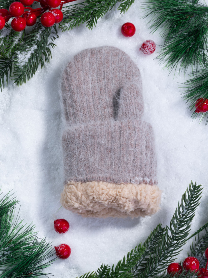 Варежки женские Корона 6559 бежевые Варежки женские Корона 6559 бежевые