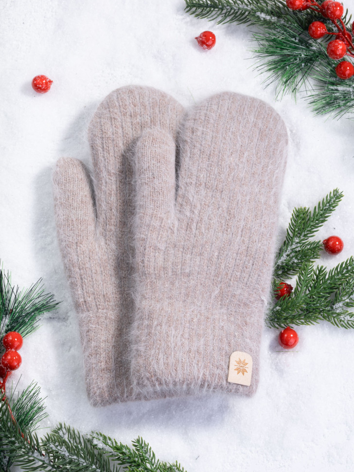 Варежки женские Корона 6559 бежевые Варежки женские Корона 6559 бежевые