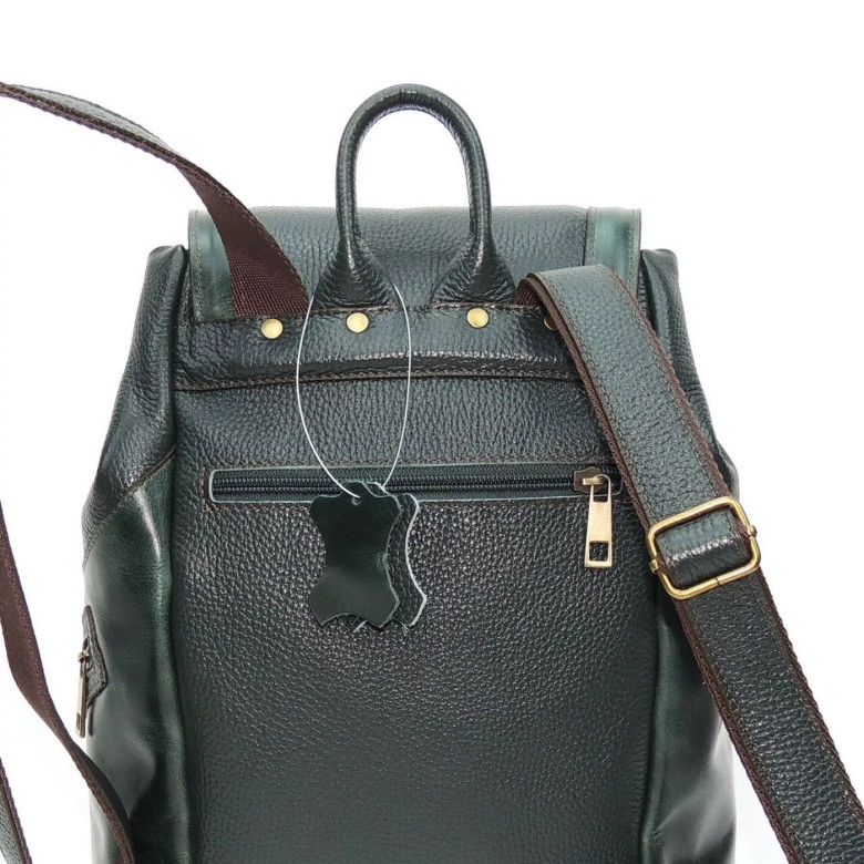 Рюкзак кожаный зелёный Natalia Kalinovskaya «Жанна»
