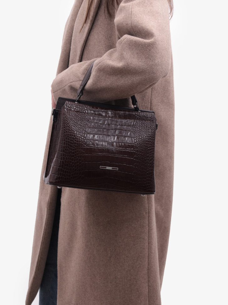 Сумка женская Karya 2427 тёмно-коричневый крокодил Сумка женская Karya 2427 тёмно-коричневый крокодил