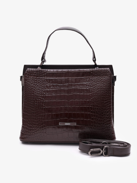 Сумка женская Karya 2427 тёмно-коричневый крокодил