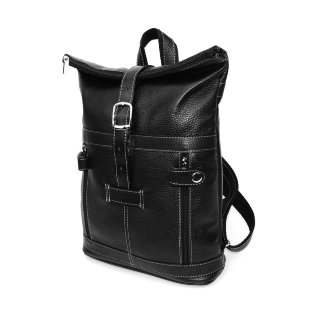 Практичный городской кожаный рюкзак черный Natalia Kalinovskaya «Час Пик»