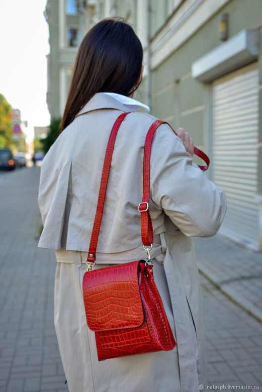 Женская кожаная сумка Natalia Kalinovskaya С 86р.991 красный крокодил