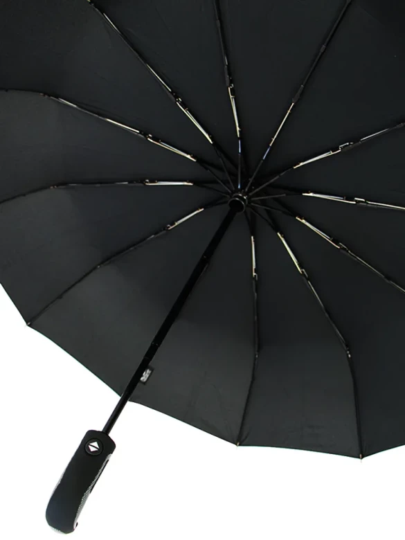 Зонт мужской Popular 2600-MN 12 спиц чёрный, полный автомат, ручка крюк пластик