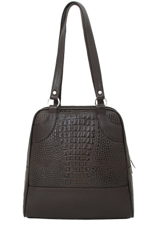 Сумка-рюкзак женский Protege, Ц-360 тёмно-коричневая рептилия флотер