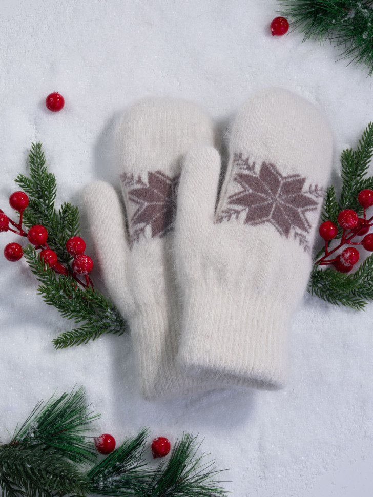 Варежки женские Корона 3046 молочные Варежки женские Корона 3046 молочные