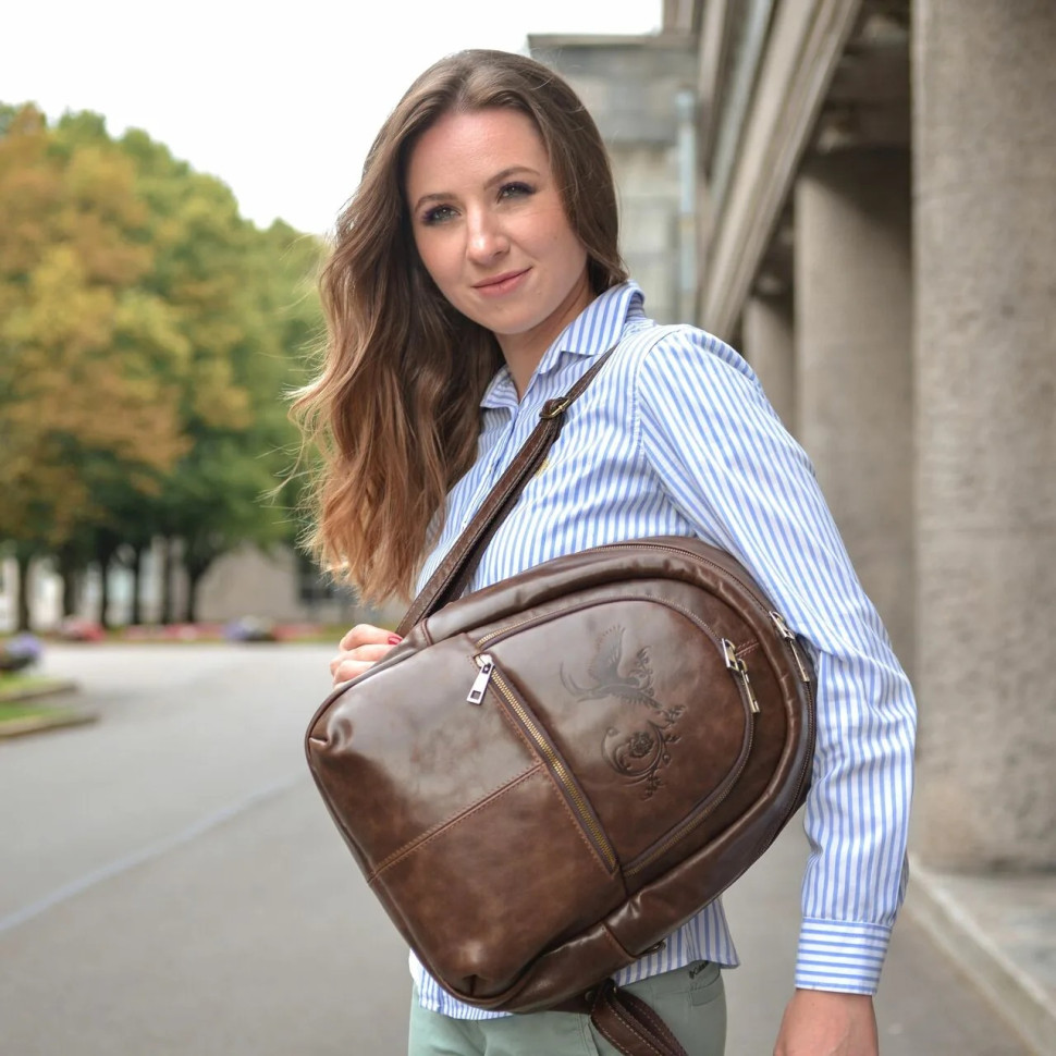 Рюкзак женский Natalia Kalinovskaya, «Эша» коричневый гладкий