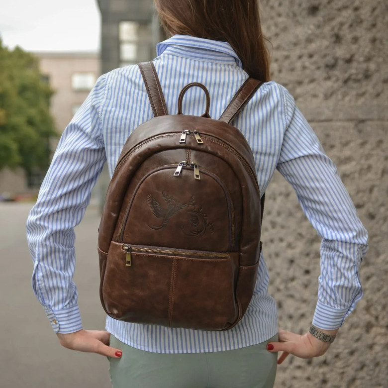 Рюкзак женский Natalia Kalinovskaya, «Эша» коричневый гладкий