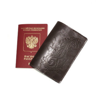 Обложка для паспорта кожаная Коричневый, Растение