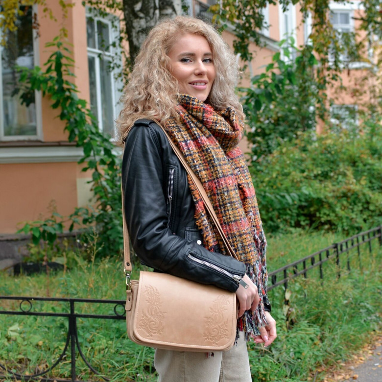 Сумка женская Natalia Kalinovskaya, "София" сирень с тиснением "Растение"