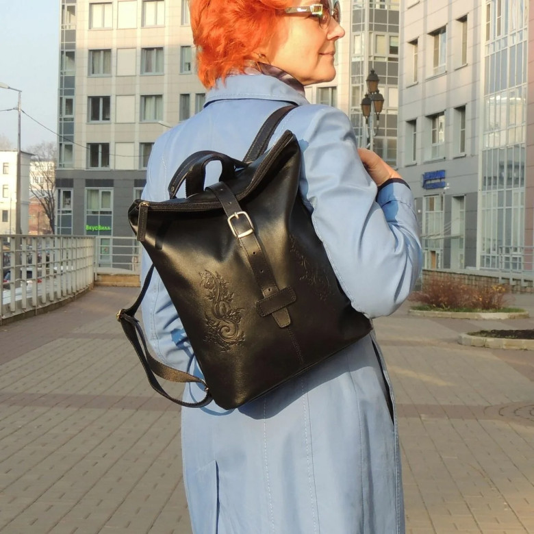 Рюкзак женский Natalia Kalinovskaya СР-34т.711 «Джемма» чёрный гладкий