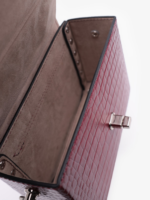 Сумка женская Karya 2541 тёмная фуксия крокодил