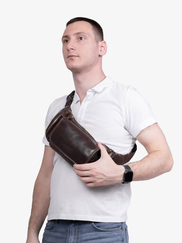 Сумка на пояс/плечо zн ALEXX ALG0116 коричневый пулап