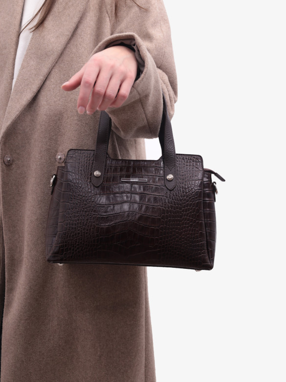 Сумка женская Karya 2390 тёмно-коричневый крокодил Сумка женская Karya 2390 тёмно-коричневый крокодил
