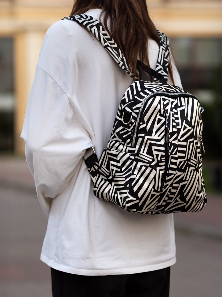 Сумка-рюкзак Jielshi 5228 бежево-чёрная Сумка-рюкзак Jielshi 5228 бежево-чёрная