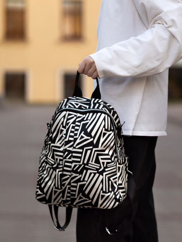 Сумка-рюкзак Jielshi 5228 бежево-чёрная