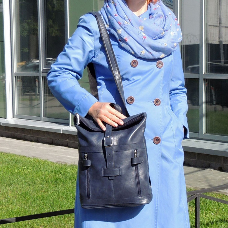 Кожаная сумка-рюкзак Natalia Kalinovskaya "Альто" синяя