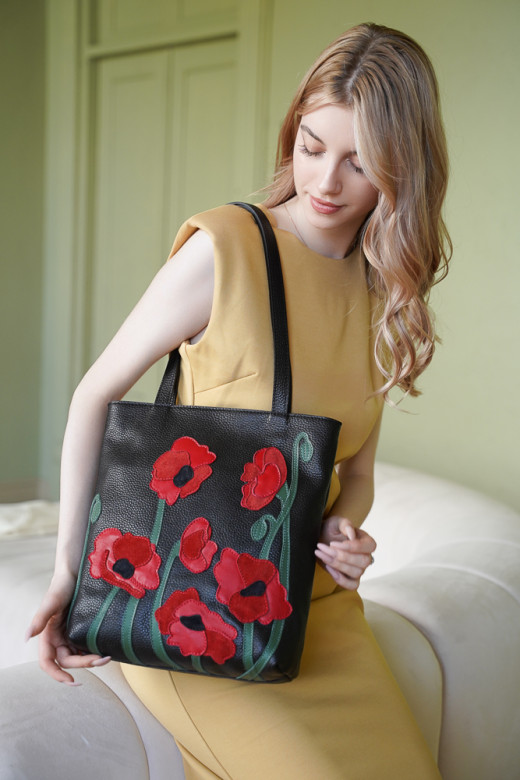 Сумка Protege ДС-517-315 "Маки" черный флотер