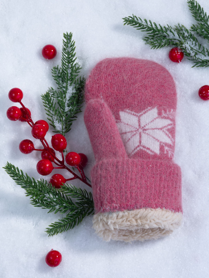 Варежки женские Корона 3046 т.розовые